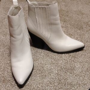Marc Fisher Ivory Ankle Booties with Wedge Heel
